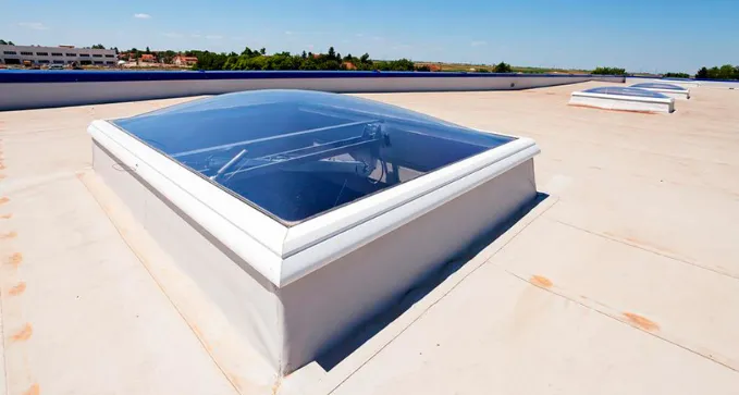 instalación de claraboyas en la cubierta de pabellón en pravia, asturias